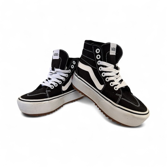 Vans Classic Black and White Platform High-Tops - Picture 6 of 7